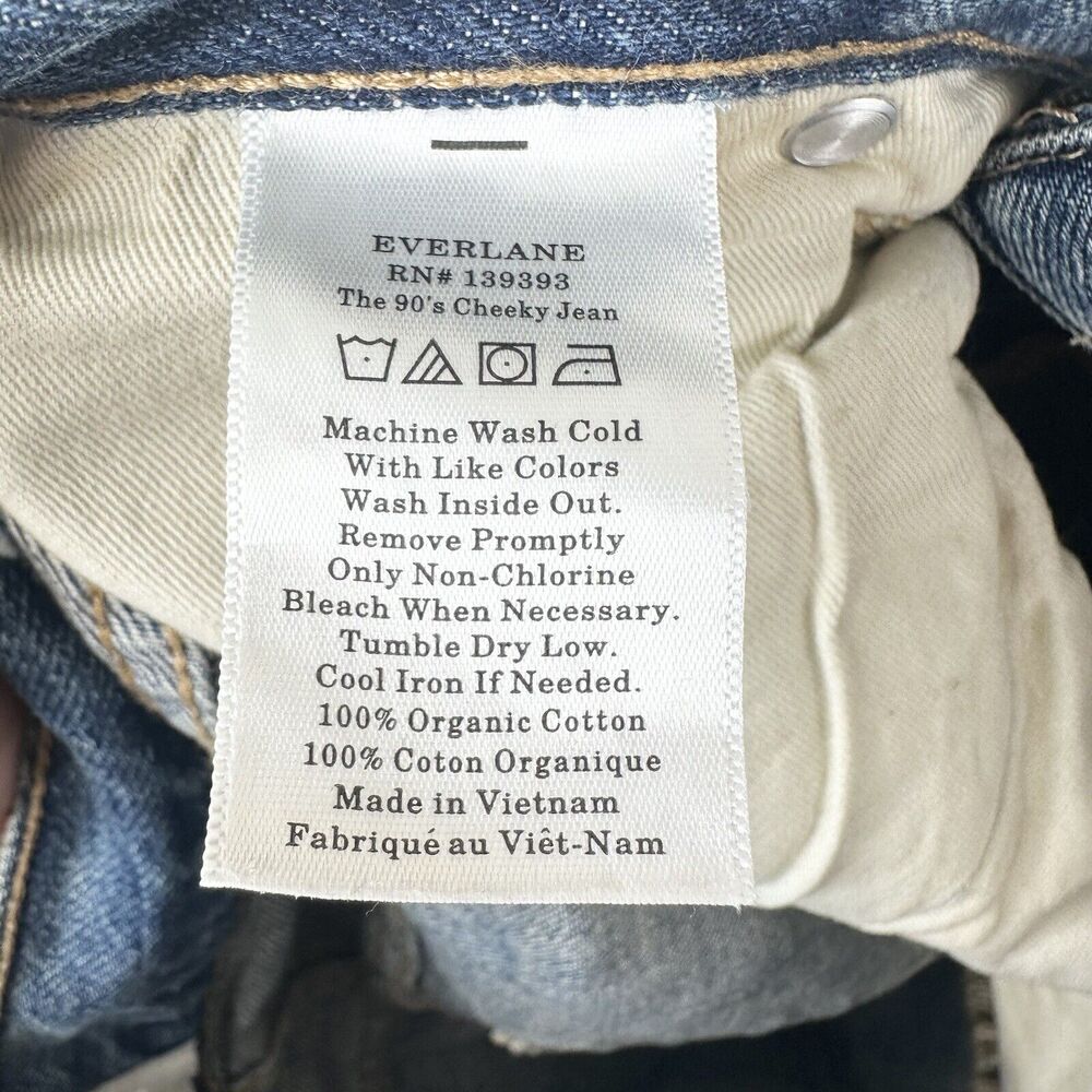 Everlane The 90s Cheeky Ankle Blue Jeans 25 Denim Button Fly Organic Cotton - Picture 8 of 10